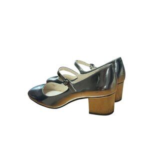 Metallic Silver Mary Jane Block Heels By Louise Et Cie Size 8.5M / 38.5